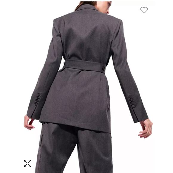 Pinko Emeline Belted Wool Blend Blazer Gray Italy Size 12 US / 48 IT - Picture 14 of 15